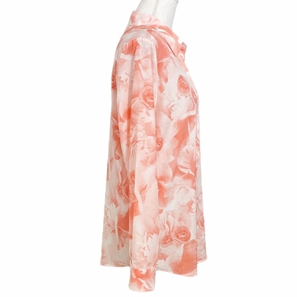 KARL LAGERFELD PINK WHITE ROSES FLORAL PRINT BUTTON DOWN SHIRT - M - Picture 2 of 10